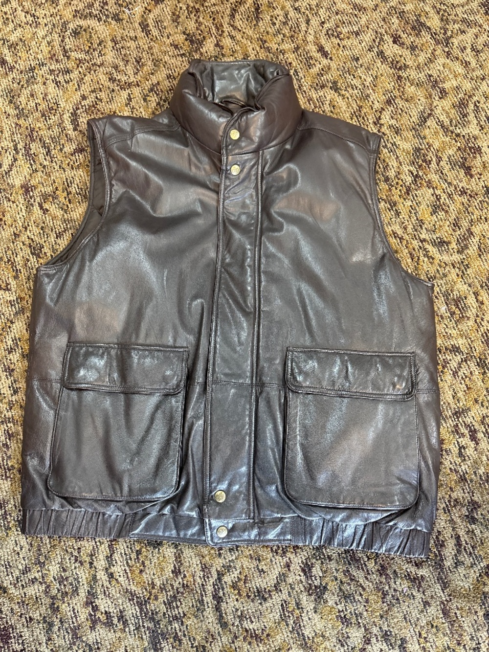 Men’s Vintage Eddie Bauer Dark Brown Leather Goose Down Vest XL